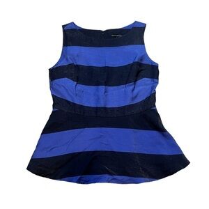 NEW Banana Republic Striped Sleeveless Peplum Top Blue Black Size 10